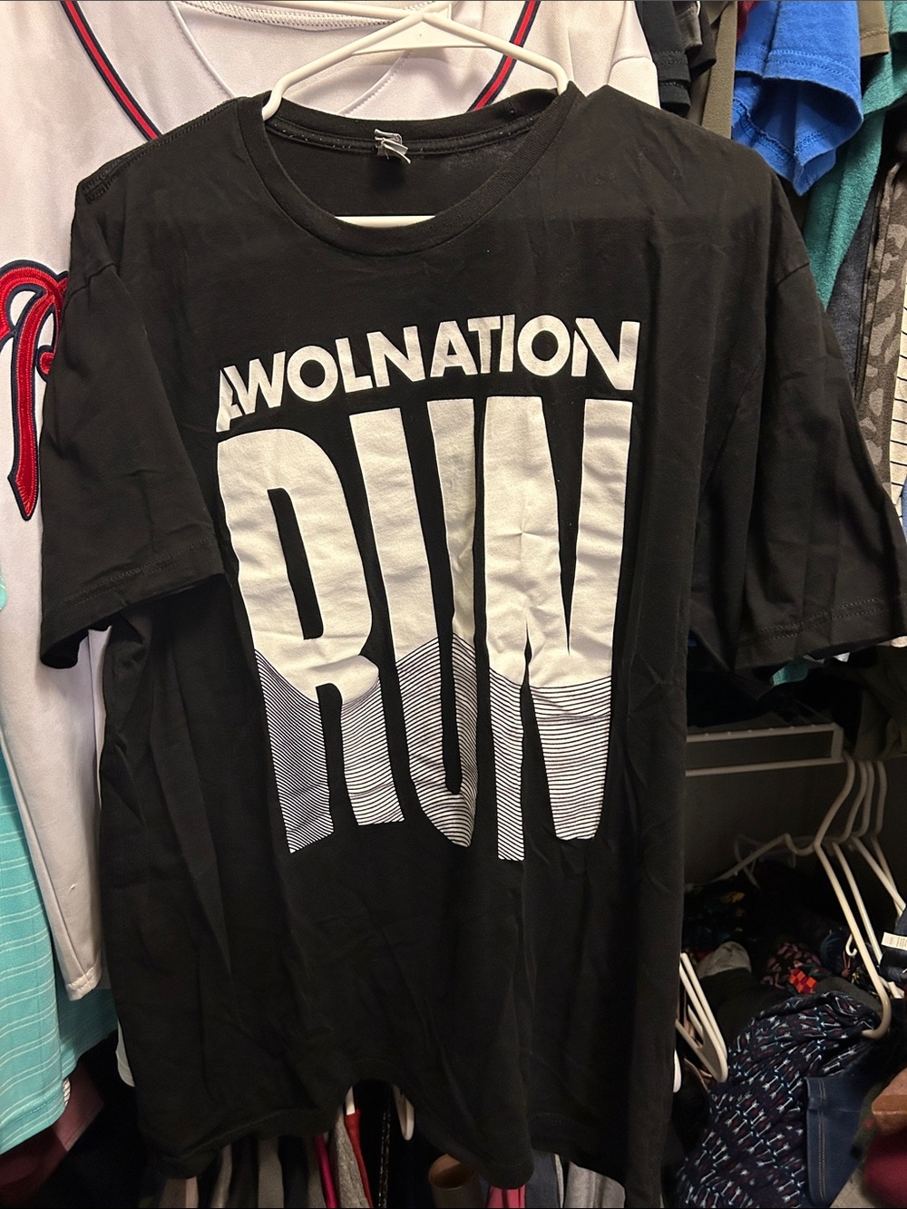 'AWOLNATION RUN' Next Level Apparel Black Tee with White XL Concert T shirt
